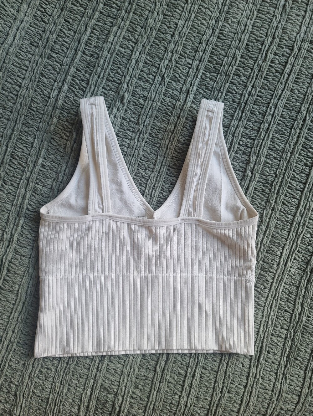 White Ribbed Athletic Tank - Picture 2 of 5